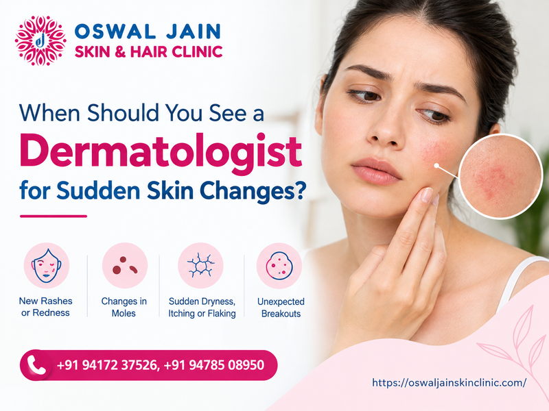 Sudden skin changes that may require a dermatologist